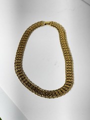 Vintage Monet Gold Necklace Signed 16” Gold Tone Matte Link Double Clasp