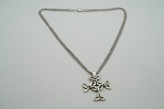 Vintage Sterling Silver Celtic Cross Pendant 4.5cm Necklace 15.5″