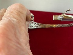 RARE NATURAL TANZANITE DIAMOND FLOWER STERLING 7 1/2” BANGLE BRACELET NEW