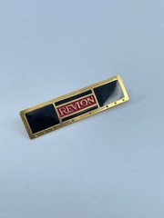 Vintage Revlon Pin Brooch Rectangle Black and Red Enamel Gold Tone
