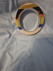 VINTAGE MULTICOLOR LUCITE ABSTRACT ART DECO BANGLE BRACELET SIGNED