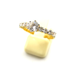 18K Gold Plated CZ Pave Ring Cubic Zirconia Bridal Engagement Wedding Size 7.5