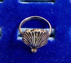 Vtg 1950’s JM Joseph Masaniello Sterling Silver Shell Ring Sz 6, .75”x.5”Top
