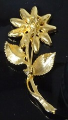 Vintage Figural Fucshia Pink and Teal Green Rhinestone Brooch Pin Signed EDLEE