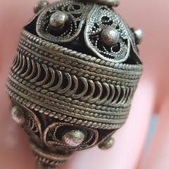 Vintage Ethnic Silver Filigree Orb Pendant Locket 1.5” Ornate Prayer Box Amulet