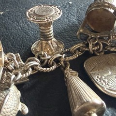LOADED Vintage Chinese SILVER Charm Bracelet 7” 45 Charms 50 grams