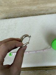 Vintage Puffed Silvertone Hoop Pierced Earrings