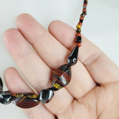 Vintage Tiger Iron Hematite Beaded Fashion Necklace Barrel Closure Quartz Gothic