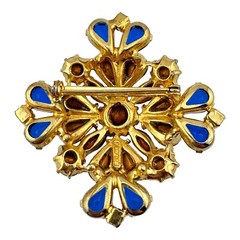 Vintage Edlee Maltese Cross Brooch Multicolor Stones Layered Design Signed