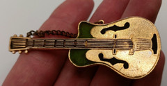Vintage Soviet guitar brooch made in the USSR, rare