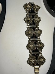 Vintage Selro Selini Gold Tone Metal Enamel Panel Bracelet Size 7.5