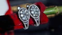 18k 750 white gold earrings 1.50ct natural diamond 0.74″ dangle 5.27gr N3643