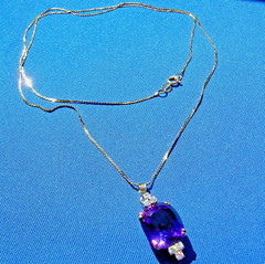 Original EARTH MINED AMETHYST DIAMOND Deco Style Necklaces SOLID 14K GOLD 20″ in