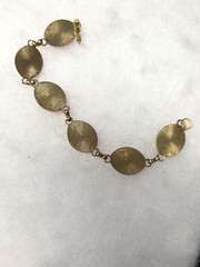 Vtg gold tone orange white Cameo Bracelet