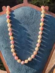 Vintage Lucite Marbled Pastel Necklace Beaded Spring Easter Pink Cream Blue