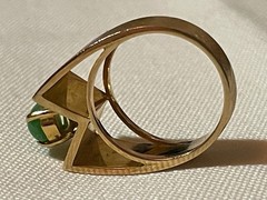 Vintage 14k Yellow Gold Nephrite Mid Century Ring Size 3.75 Weighs 6 Grams
