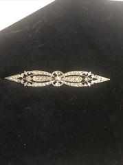 Antique Art Deco Silver Tone Rhinestone Pin Brooch 3.5 Inches Signed ART