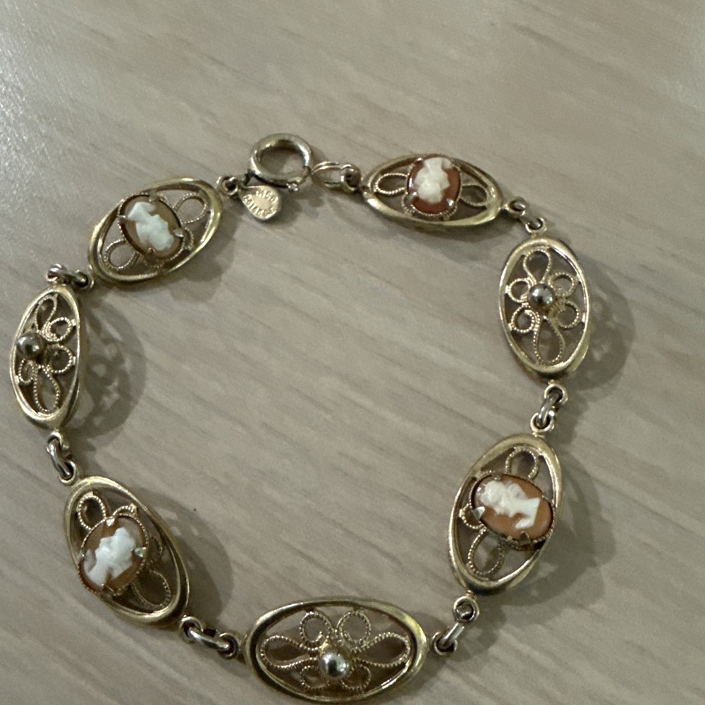 Vintage AMCO Cameo Filigree 1/20 14k Gold Filled Bracelet 7”
