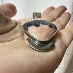 Jay King Pendant Black Pink Stone Chunky Geometric Artsy 30g Sterling Silver