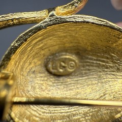 Vintage Signed Lind -Gal LG Mouse Brooch Pin Textured Gold-tone With Blue Eye