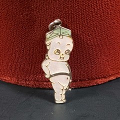 Kewpie Baby Army Charm Sterling Silver Enamel Military Hat Pendant Paye & Baker