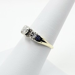 Vintage 10k Two-Tone Gold Natural Diamond 3-Stone Ring Size 7.25