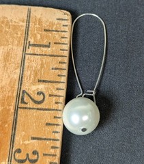 Women’s Sterling Silver White Pearl Long Wire Drop Dangle Earrings