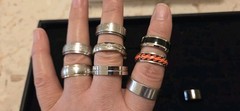 Vintage Mod Ring Lot Of 41.mens.14 Signed Avon ETA stainless Steel RSC