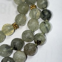 Necklace Green Prehnite Gold Vermeil Clasp Spacer Beads 24” 10mm Faceted Beads