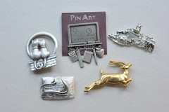 Brooch LOT Signed JJ Spoontiques AJC gold silver tone AH31