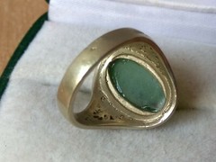 RARE Vintage Metal Ring Size 7 old antique Jewelry Signet Nephritis filigree