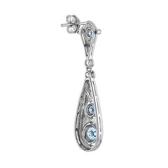 Art Deco Style Lab Created Diamond Aquamarine Drop Earring 14k White Gold Finish