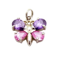 Vintage 925 Sterling Silver Jezlaine Jeweled Butterfly Charm/Pendant
