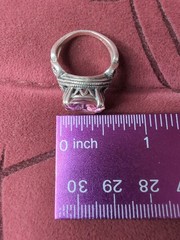 Vintage Pink Topaz w/Marcasite Art Deco Style 925 Sterling Silver Ring Size 5.75
