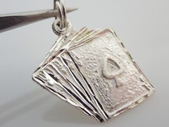 Vintage NF Sterling Silver Playing Deck of Cards Flush Full House Pendant Charm