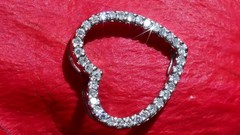 14k white gold pendant 0.09ct natural diamond open heart charm 0.66gr N2744A