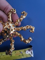 Giant octopus goldtone 3D austrain crystal brooch XL size brooch pin jewelry