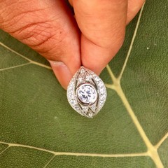 Art Deco Style Lab Created Diamond Bezel Set 14K White Gold FN Engagement Ring