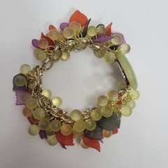 VTG Bonetto Candy Watch Bracelet Grape Fruit Charm Yellow Whimsigoth Y2K Kitsch
