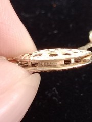 ​Vintage Carved Mother of Pearl Tulip Necklace 14K Gold Filled Clasp 14/20 25″