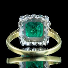 3.90 Ct Natural Emerald Art Deco Vintage Engagement Ring 14K Yellow Gold FN