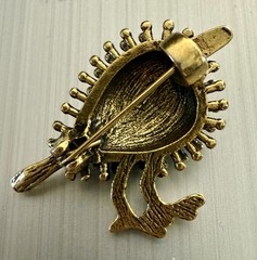 Bird Brooch Artsy Design Detailed Rhinestone Eye Gold Tone