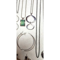 Silvertone Jewelry Lot 18 Pc Chains Pendants Pierced Earrings Y2K Boho