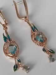 Vintage 1990-s 14 Ct Rolled Gold Aquamarine Zircons Earrings – Hallmarked 585 RG