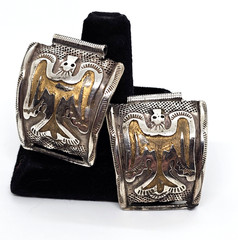 Fabulous 1950’s Sterling Silver Thunderbird Watch Tips 18MM Bar Signed DJN