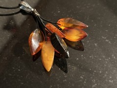 Baltic Amber Tassel Necklace 925 Sterling Silver On Leather Cord Vintage