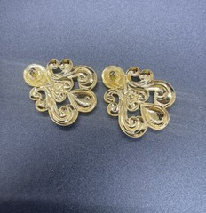 Vintage Gold Tone and Red Enamel Stud Earrings with Post Backs for Pierced Ears