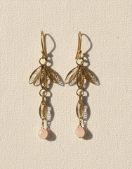 Copper Brass Filigree Aster Earrings w/ Moonstone – Roost – 2½”