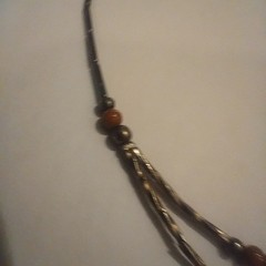 Vtg Southwest Silver Beads W Goldstone Fringe Design Necklace And Bracelet Set