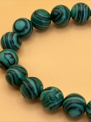 Green Malachite Stone Round Bead Stretch Bracelet Gemstone